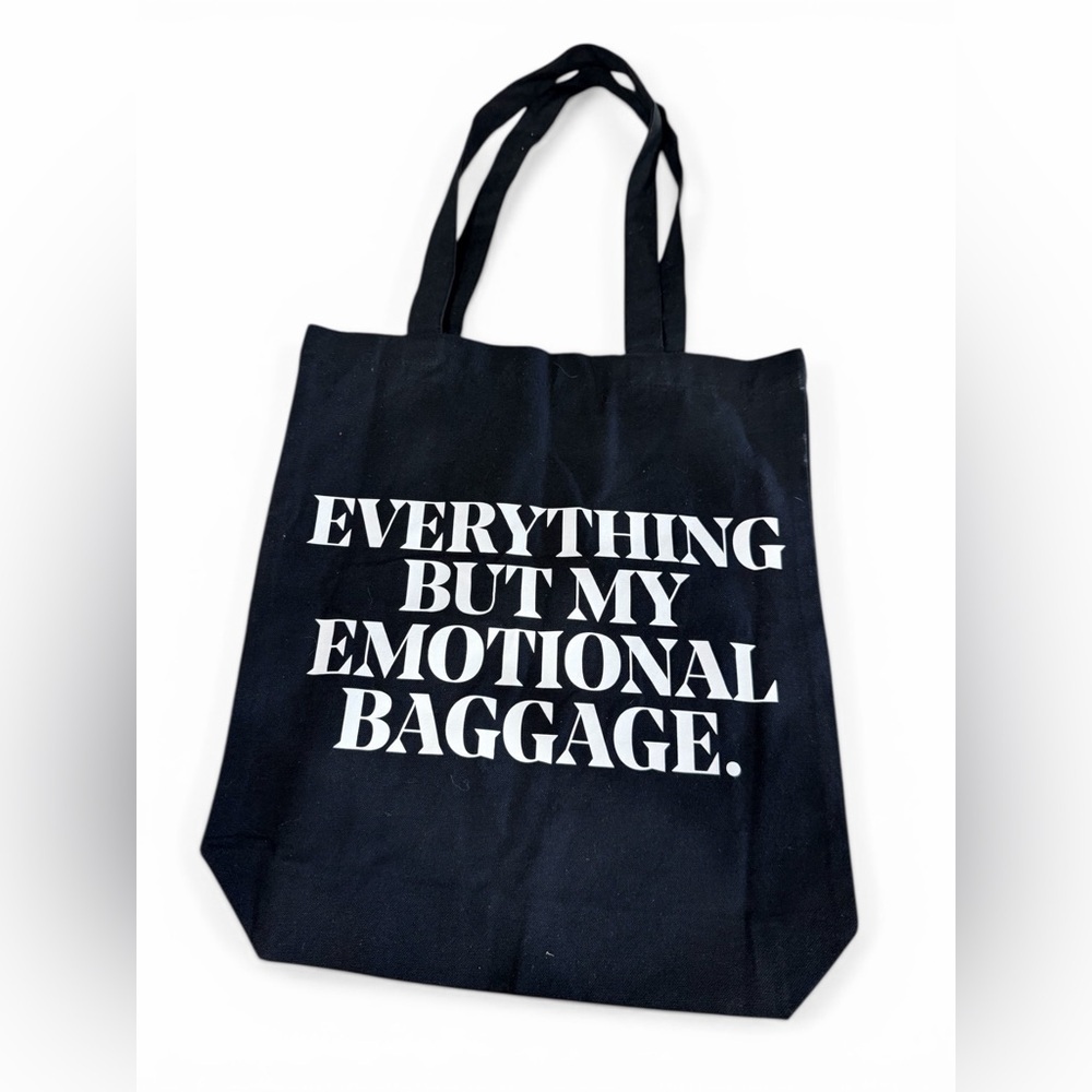 Small Black Canvas Tote with Bold White Text